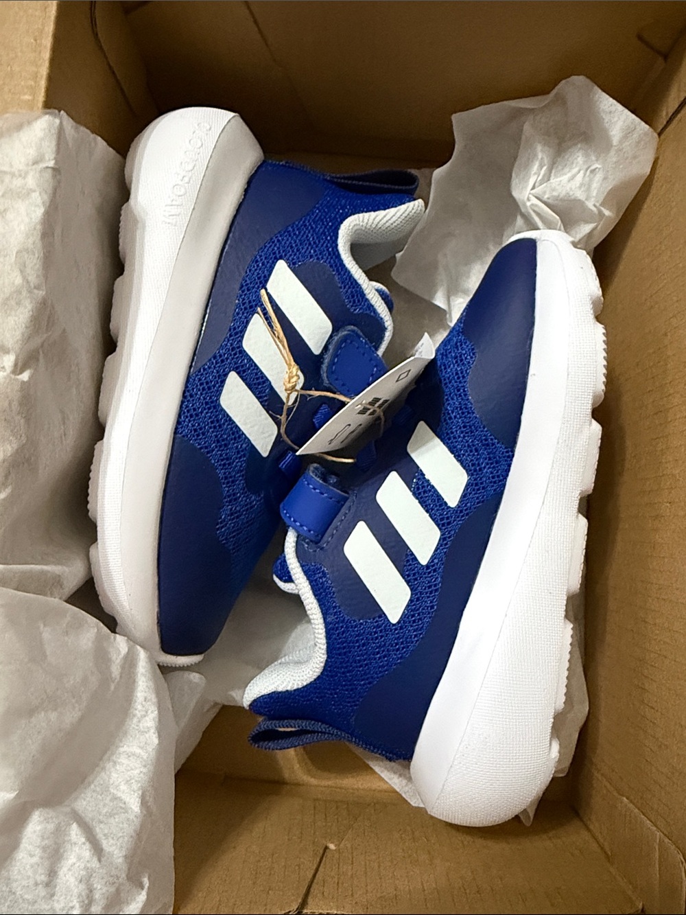 adidas Kids Navy Blue and White Hook-and-Loop Sneakers